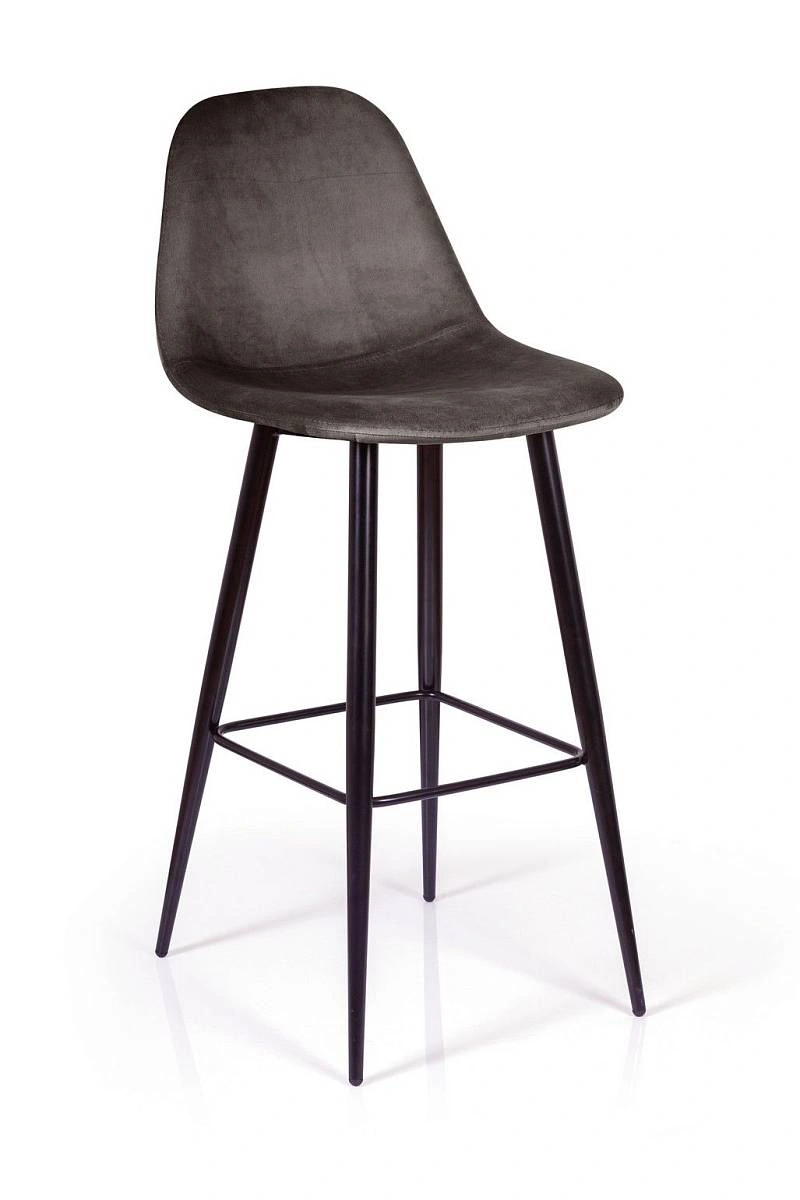 Стул барный TED, бархат антрацит 14 /опора конус изображение Стул барный TED, бархат антрацит 14 /опора конус фото