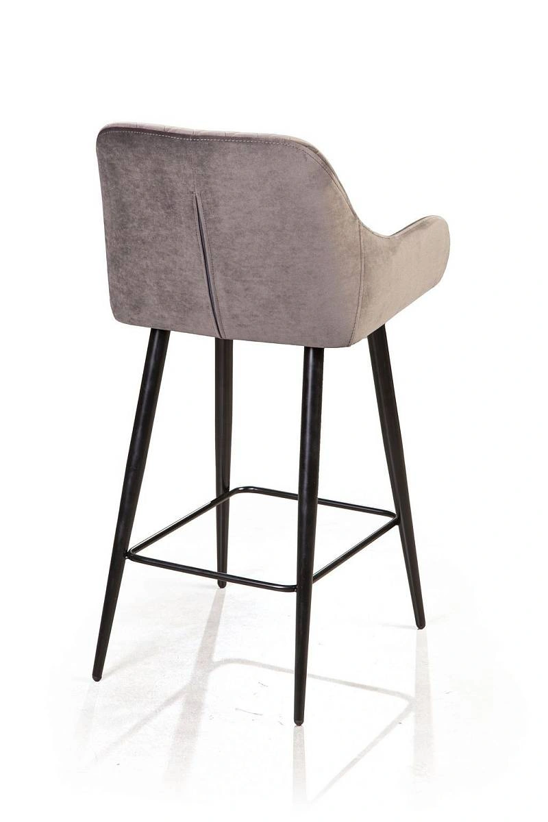 Стул полубарный Robert поворотный 360 градусов, бархат светло-серый 26 фото