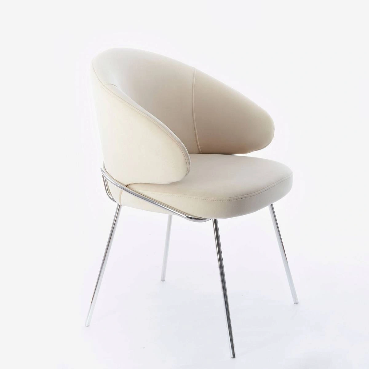 Стул с подлокотниками Garda, микровелюр бежевый, опоры хром фото