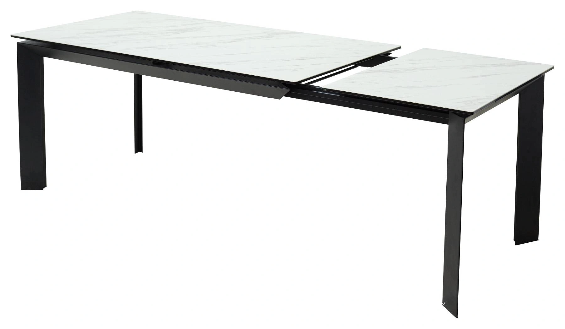 Стол раскладной Dogma (160+60) керамика матовая, светлая / опоры черные фото