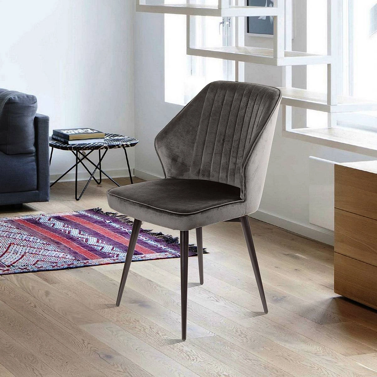 Стул Berg поворотный 360 градусов, комплект (2 шт), бархат антрацит 14/ черный конус изображение Стул Berg поворотный 360 градусов, комплект (2 шт), бархат антрацит 14/ черный конус фото