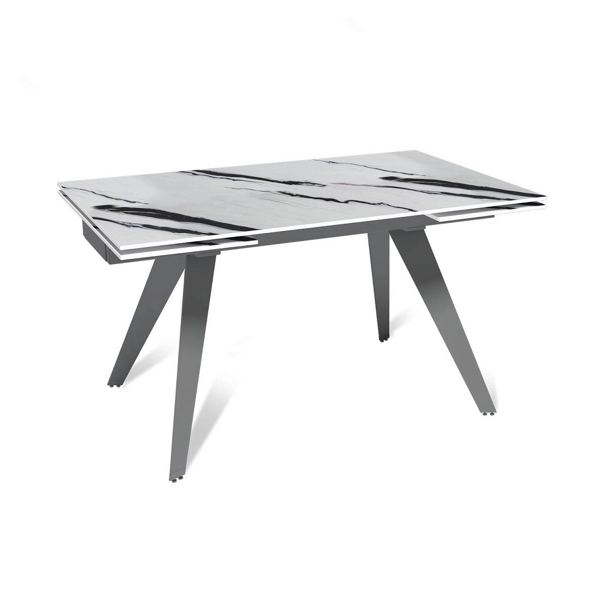 Стол раскладной Rhein (140+40+40), керамика глянцевая Panda White изображение Стол раскладной Rhein (140+40+40), керамика глянцевая Panda White фото