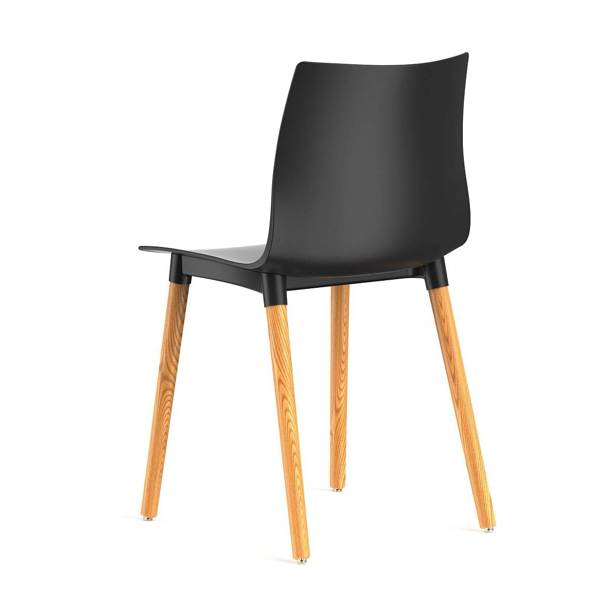 Стул Bras, (комплект 4 шт), пластик черный / опоры дерево фото