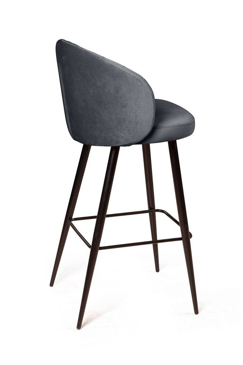 Стул барный Mont Blanc, бархат светло-серый 26 / черный конус изображение Стул барный Mont Blanc, бархат светло-серый 26 / черный конус фото