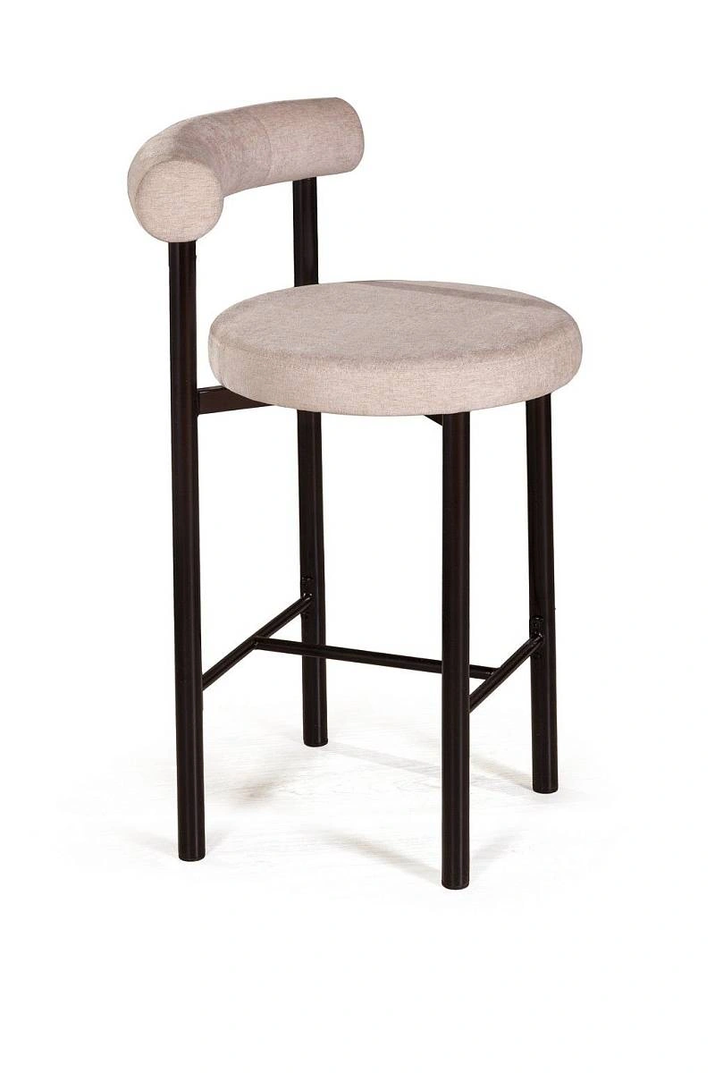 Стул полубарный Biggi, шенилл Puffy beige / опоры черные изображение Стул полубарный Biggi, шенилл Puffy beige / опоры черные фото