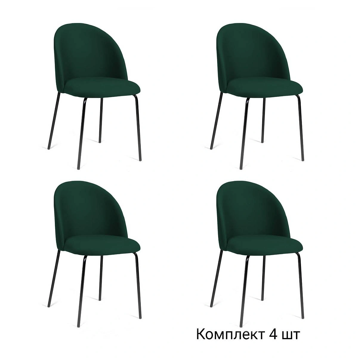Стул Nord, комплект (4 шт), бархат зеленый 19 / опора черная фото