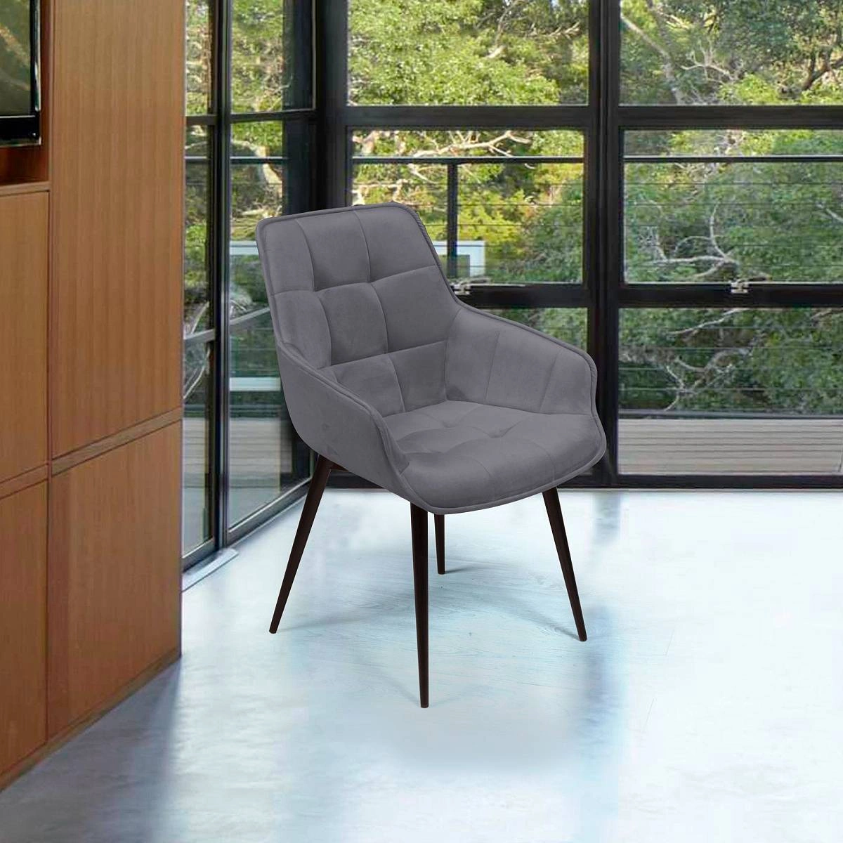 Стул Capri поворотный 90 градусов, функция возврата, антишум бархат серый 27/ опора конус изображение Стул Capri поворотный 90 градусов, функция возврата, антишум бархат серый 27/ опора конус фото