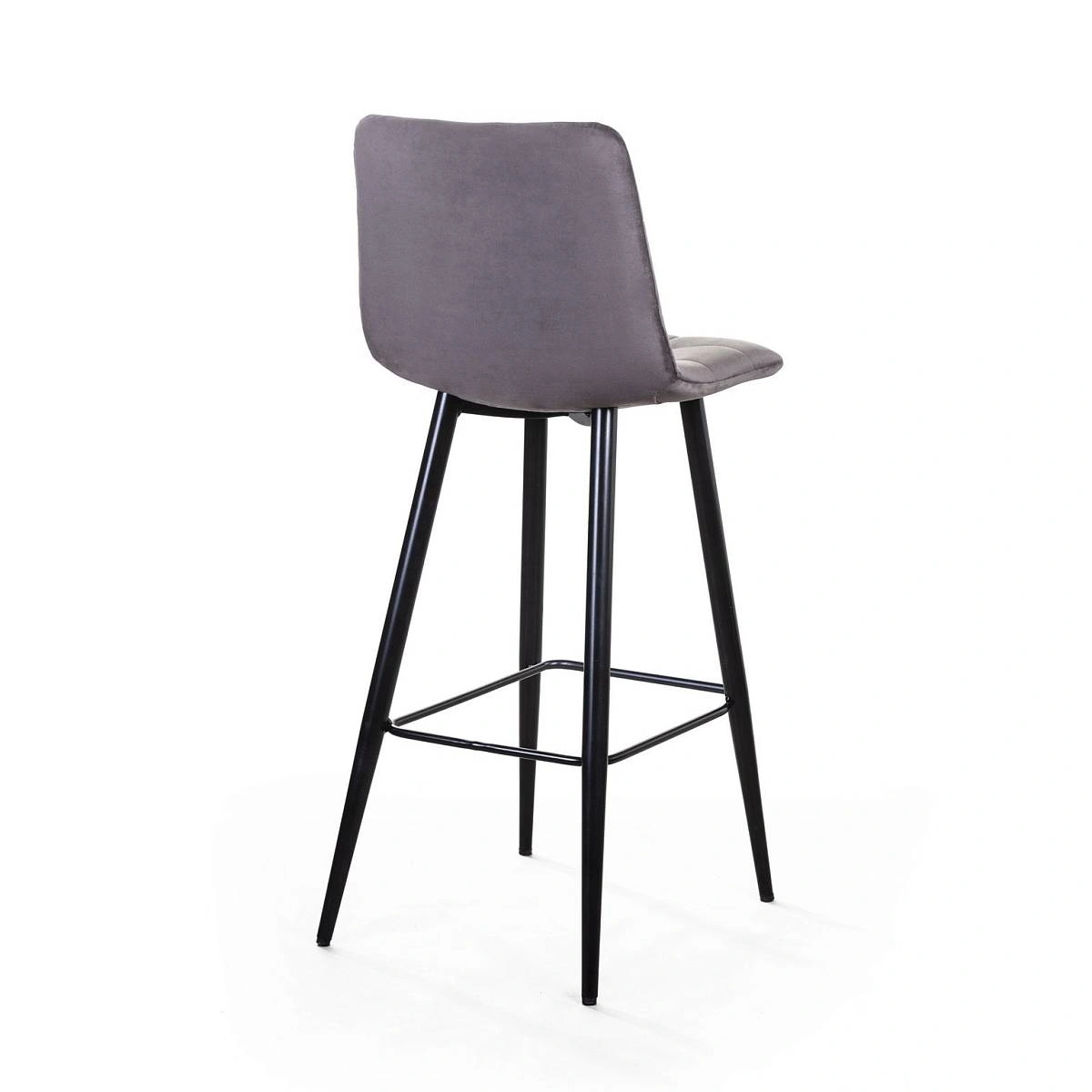 Стул барный UNO, бархат светло-серый 26 / чёрный конус изображение Стул барный UNO, бархат светло-серый 26 / чёрный конус фото