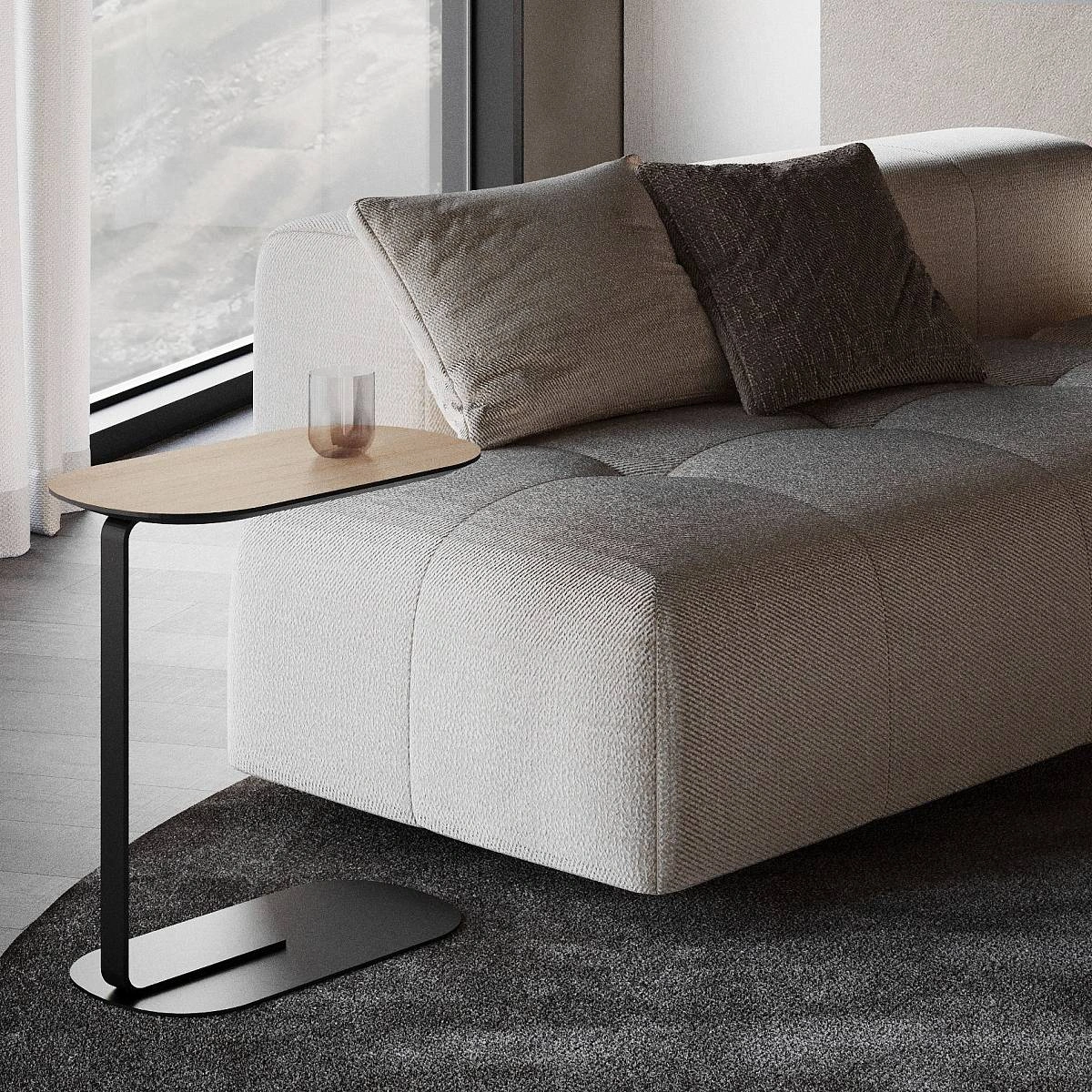 Журнальный столик приставной Side шпон лакированный изображение Журнальный столик приставной Side шпон лакированный фото