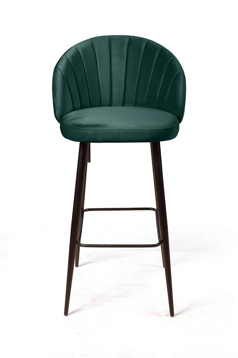 Стул барный Mont Blanc, бархат изумрудный 87 / черный конус изображение Стул барный Mont Blanc, бархат изумрудный 87 / черный конус фото