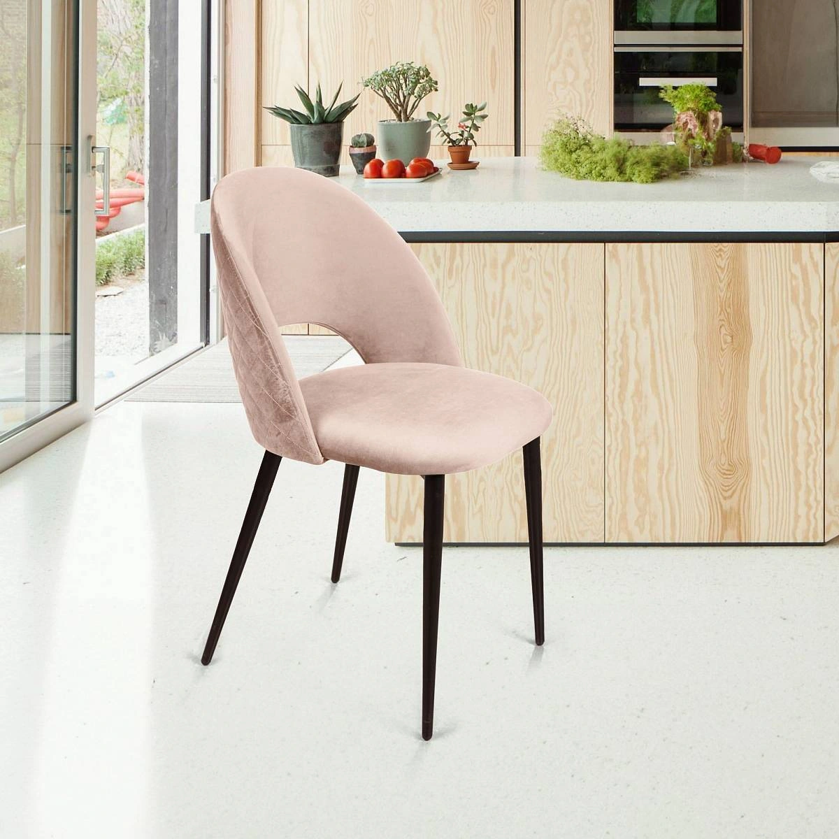 Стул Max ромб, бархат светло-бежевый 2 изображение Стул Max ромб, бархат светло-бежевый 2 фото