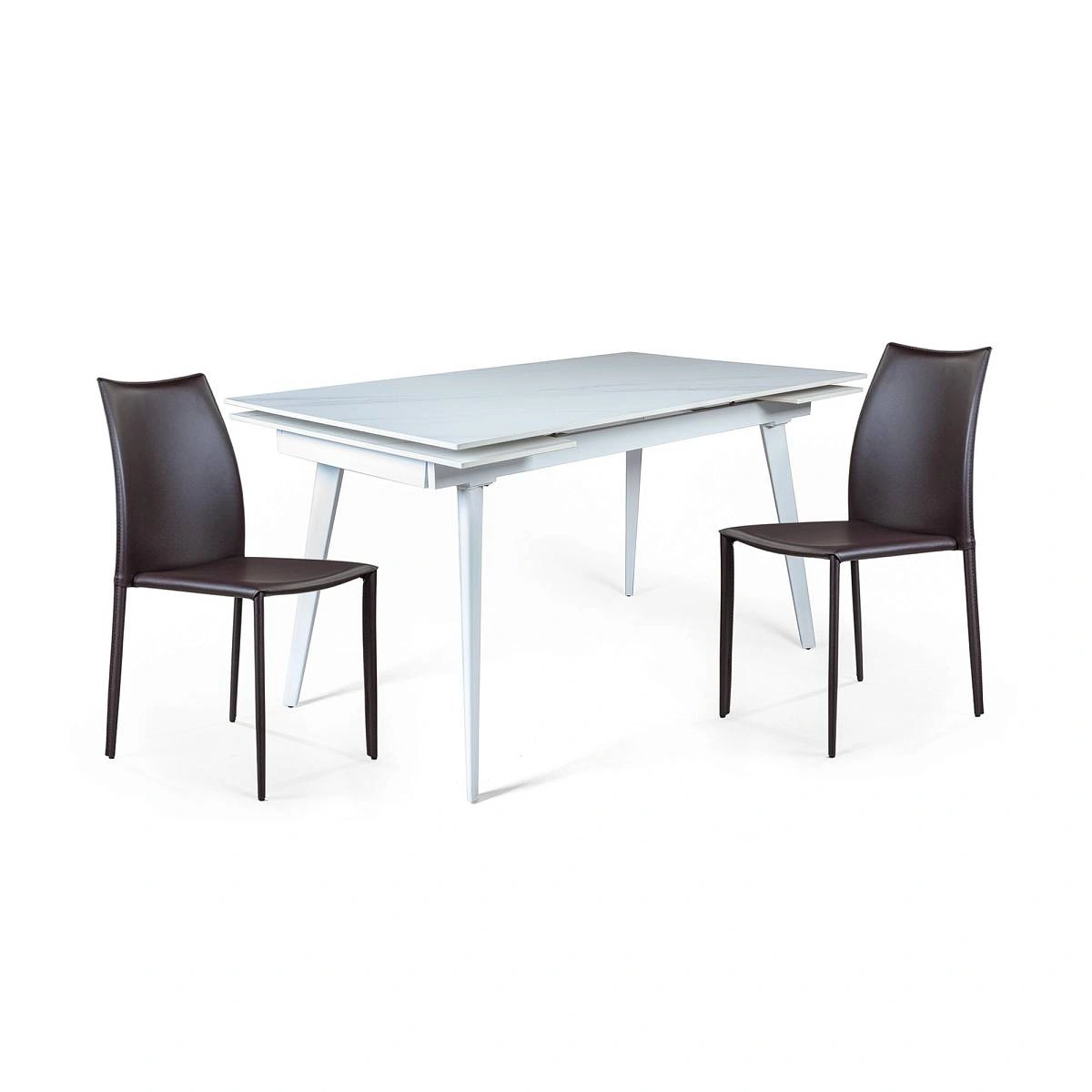 Стол раскладной Buren 140 керамика светлая + 4 стула Rolf изображение Стол раскладной Buren 140 керамика светлая + 4 стула Rolf фото