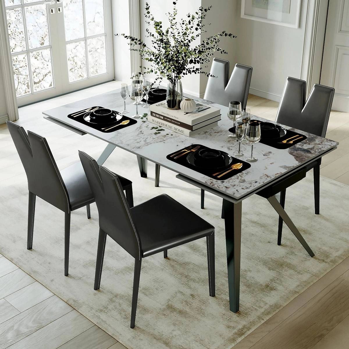 Стол раскладной Asti (160+40+40), керамика глянцевая Italian Light Grey изображение Стол раскладной Asti (160+40+40), керамика глянцевая Italian Light Grey фото