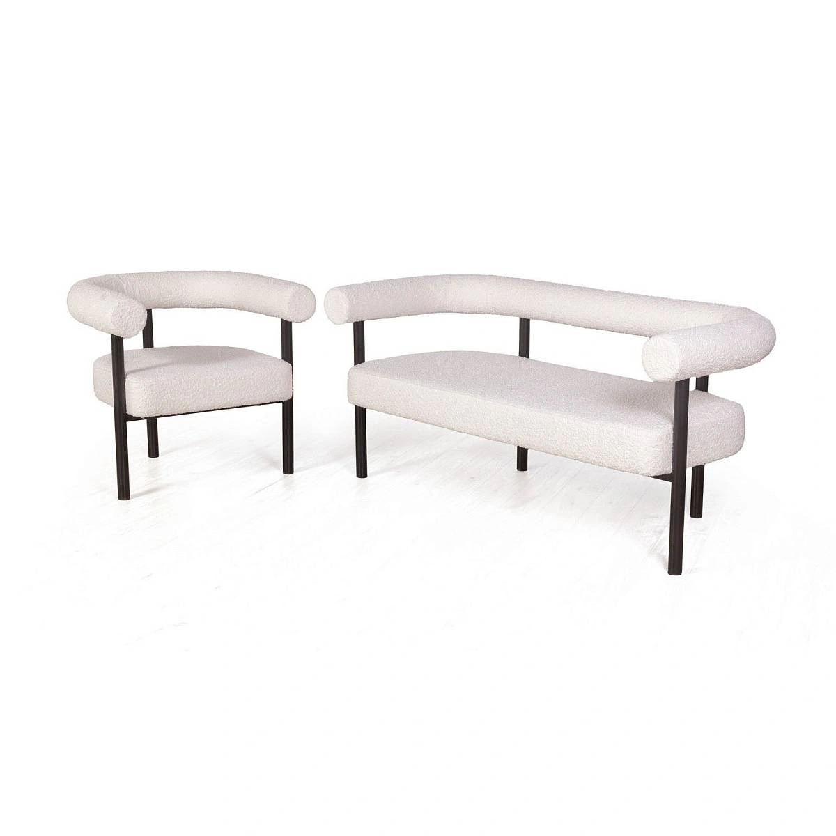Диван Biggi, букле Turin ivory / опоры черные изображение Диван Biggi, букле Turin ivory / опоры черные фото