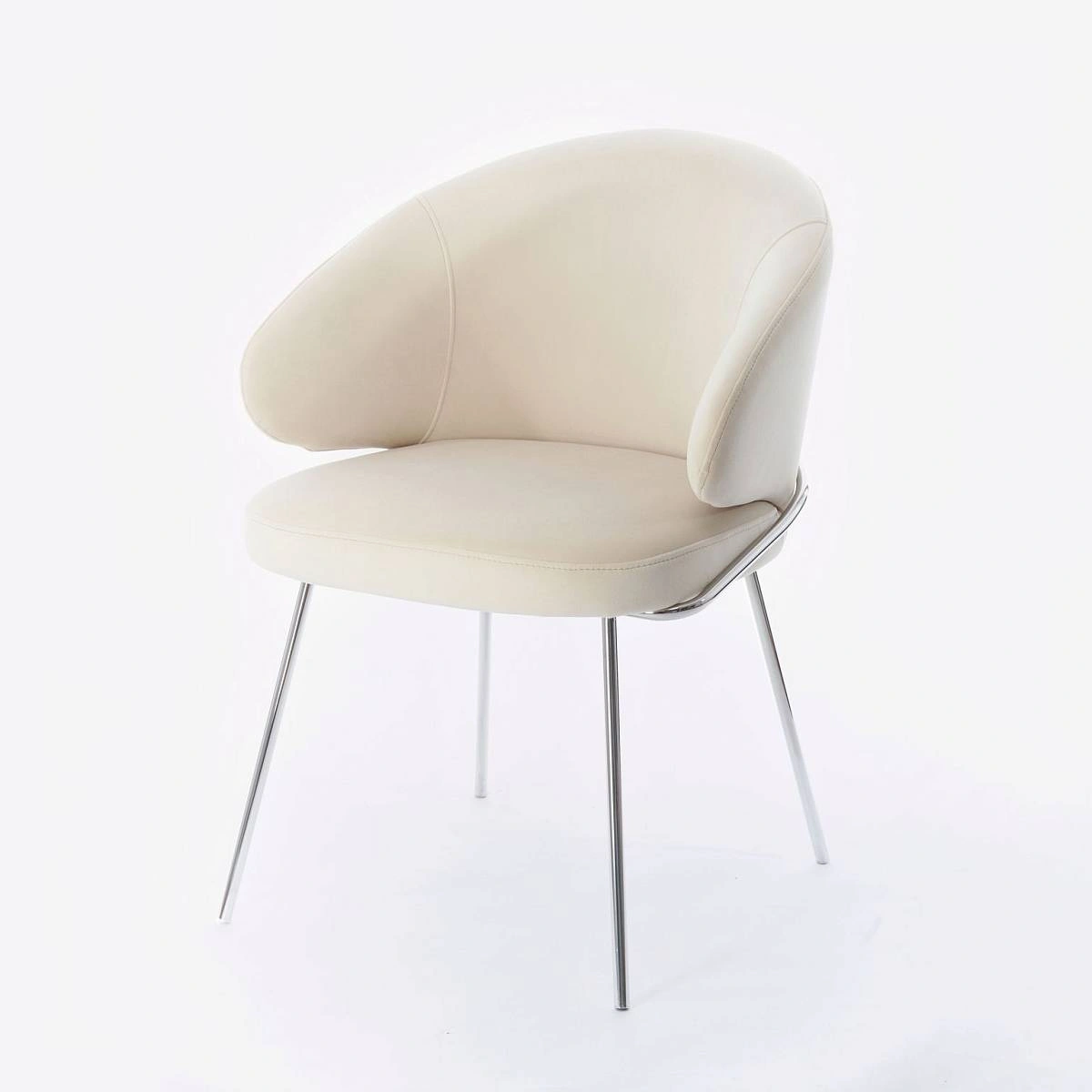 Стул с подлокотниками Garda, микровелюр бежевый, опоры хром фото