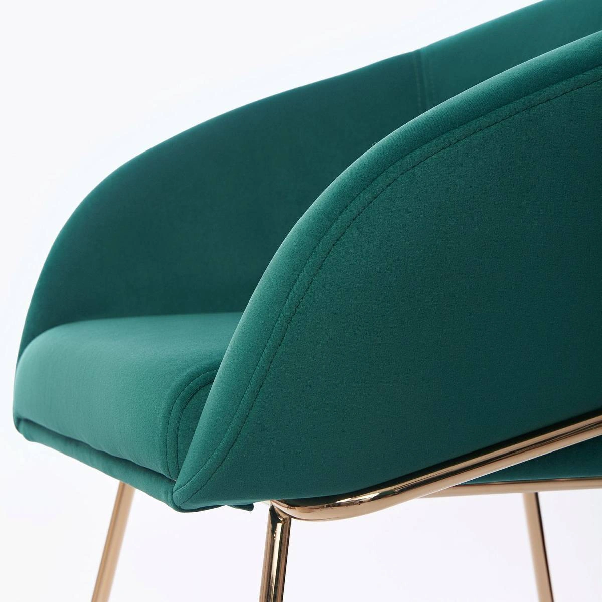 Стул с подлокотниками Tiffany, микровелюр зеленый, опоры золото изображение Стул с подлокотниками Tiffany, микровелюр зеленый, опоры золото фото