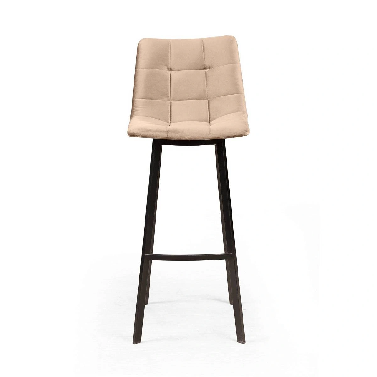 Стул полубарный UNO, бархат бежевый 5 / чёрный профиль изображение Стул полубарный UNO, бархат бежевый 5 / чёрный профиль фото