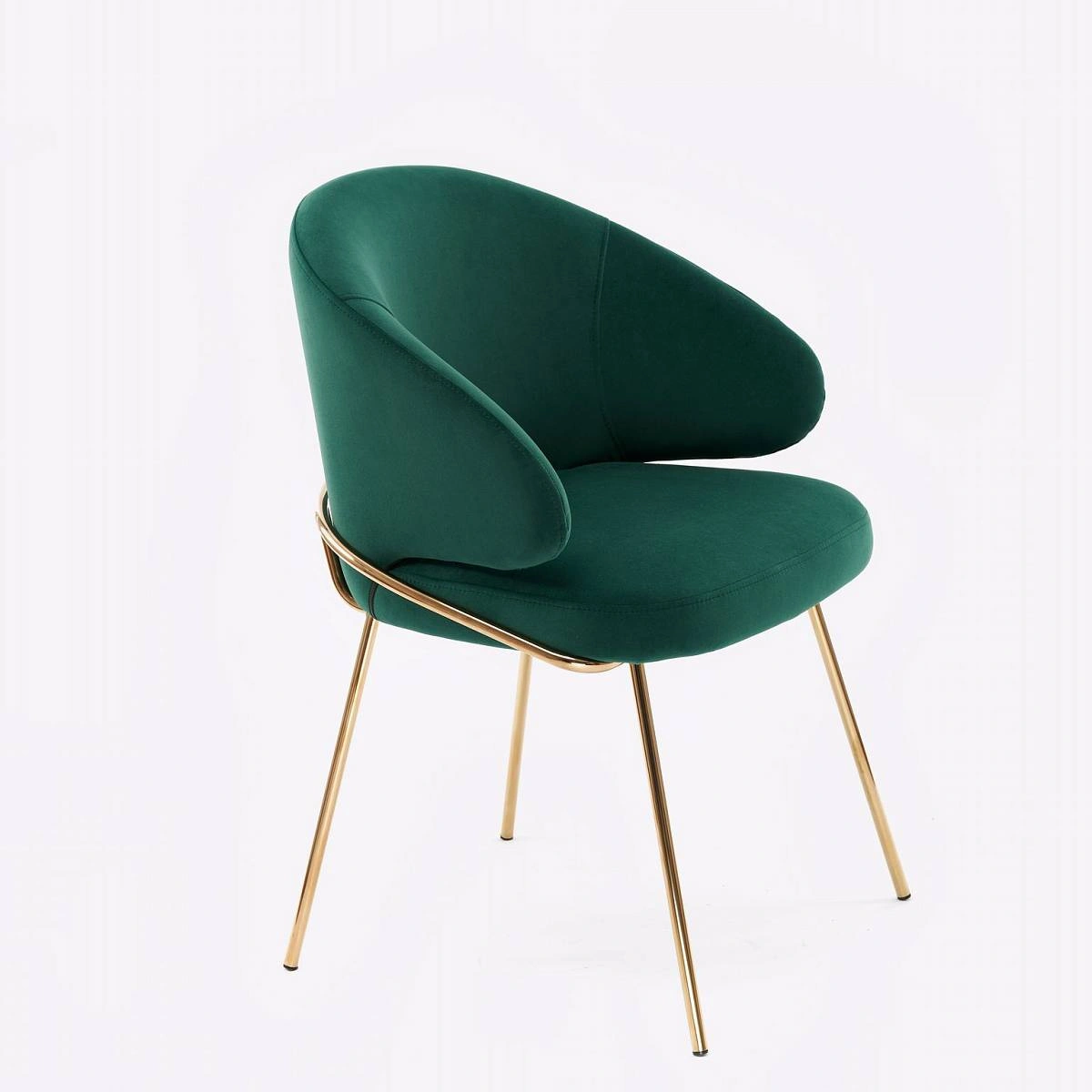 Стул с подлокотниками Garda, микровелюр зеленый, опоры золото фото