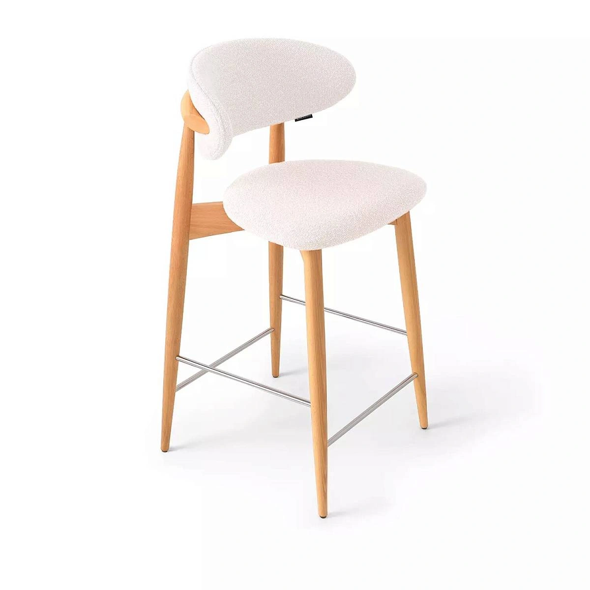 Стул полубарный Paolo, бук натуральный, ткань, белый изображение Стул полубарный Paolo, бук натуральный, ткань, белый фото