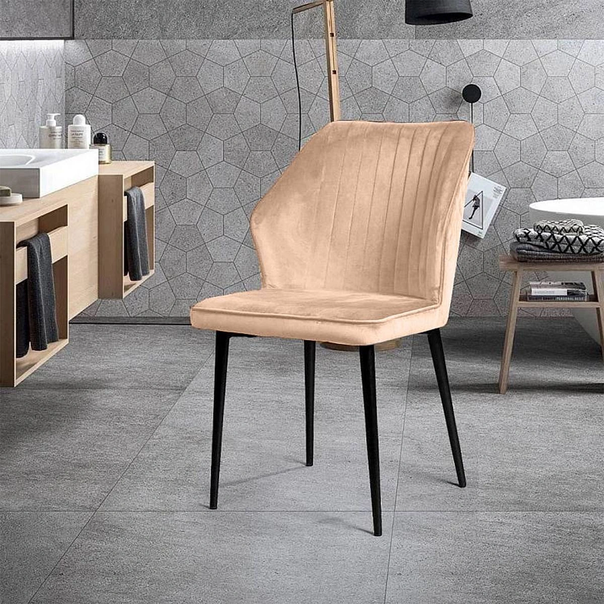 Стул Berg, комплект (4шт), бархат бежевый 5 изображение Стул Berg, комплект (4шт), бархат бежевый 5 фото