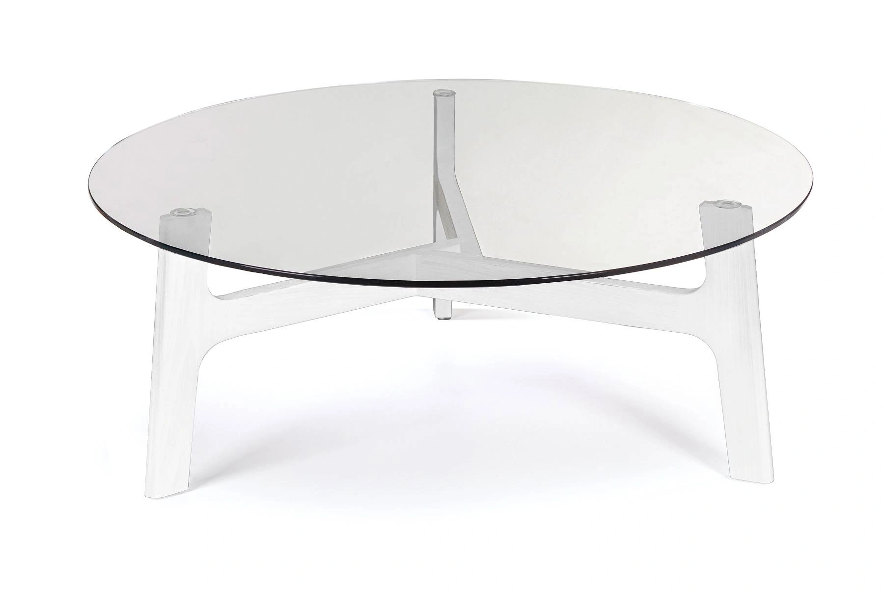 Журнальный столик Woddy D900 массив + стекло / опоры белая глазурь изображение Журнальный столик Woddy D900 массив + стекло / опоры белая глазурь фото