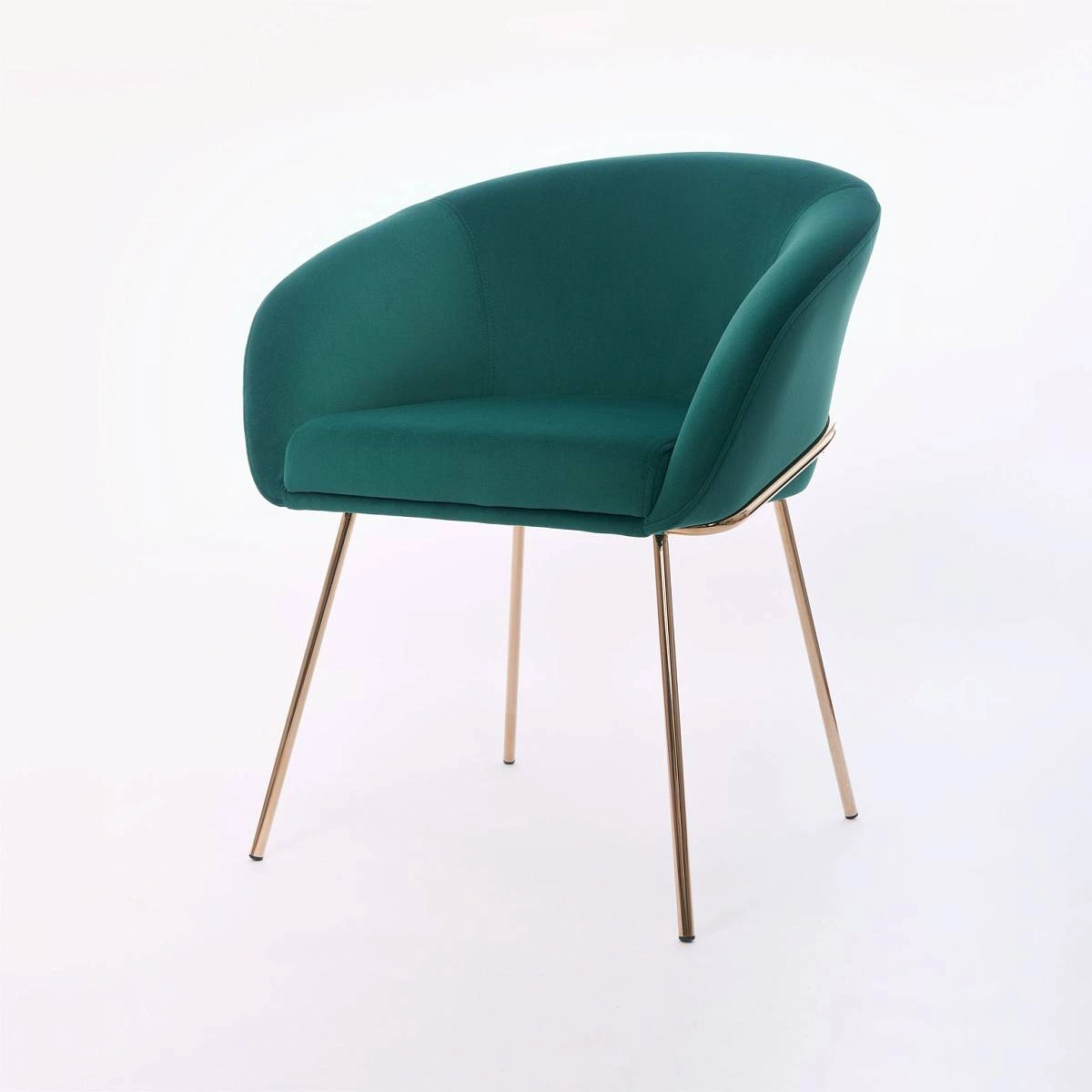 Стул с подлокотниками Tiffany, микровелюр зеленый, опоры золото изображение Стул с подлокотниками Tiffany, микровелюр зеленый, опоры золото фото