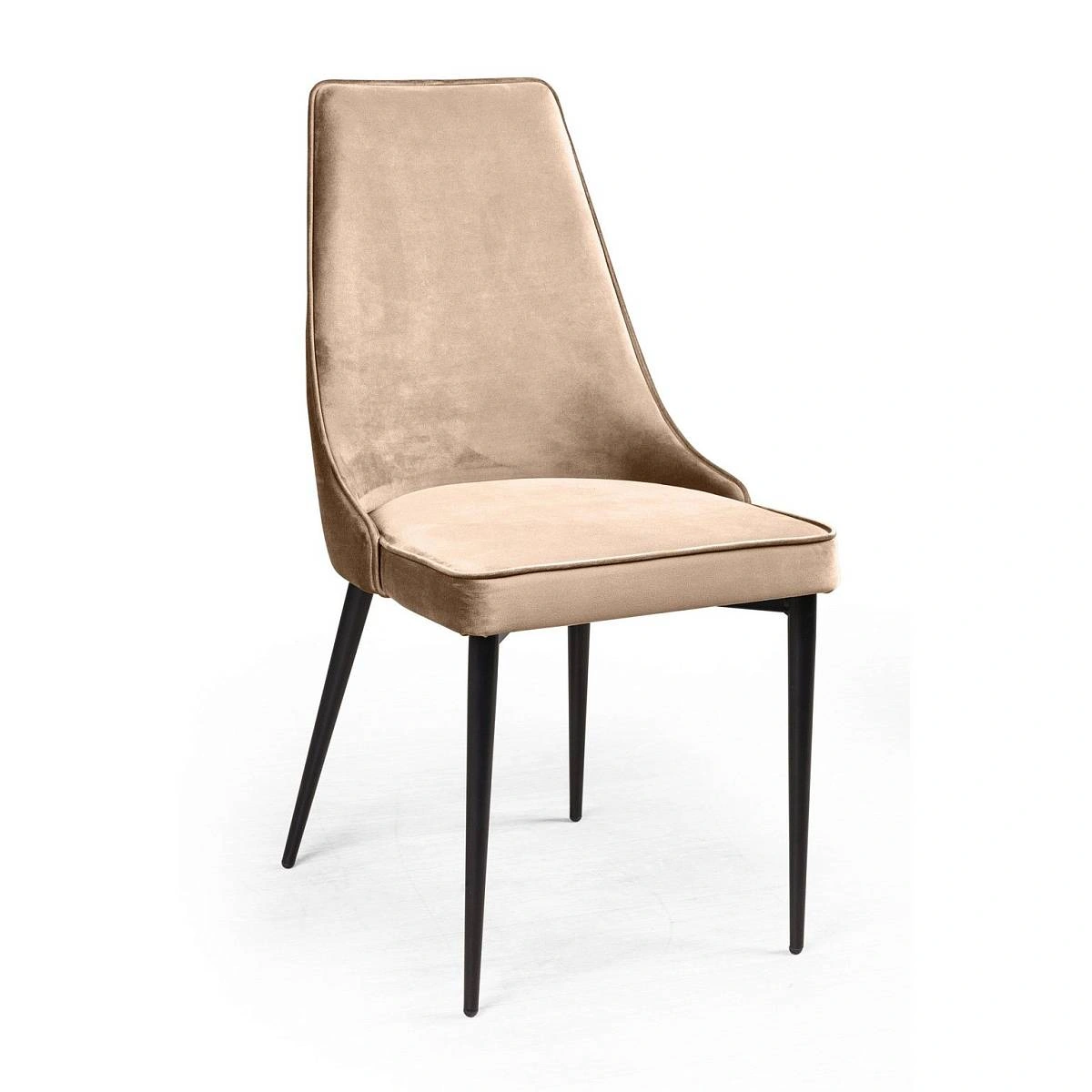 Стул Oliver, бархат бежевый 5/ чёрный конус фото