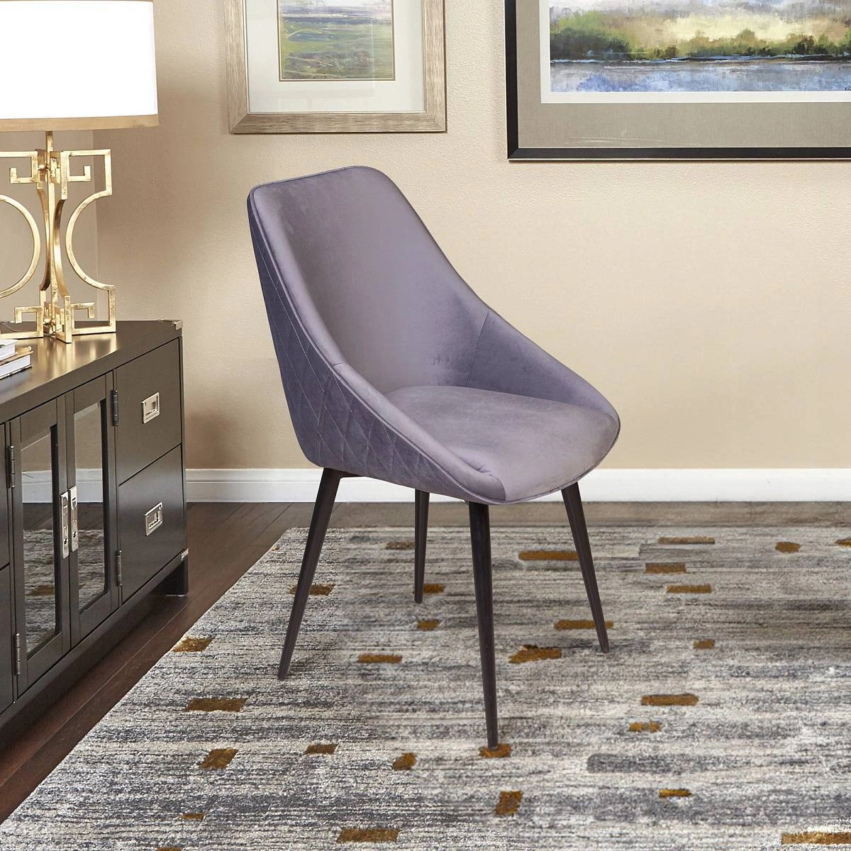 Стул Neo ромб, поворотный на 90 градусов, функция возврата, антишум, бархат светло-серый 26/опора конус фото