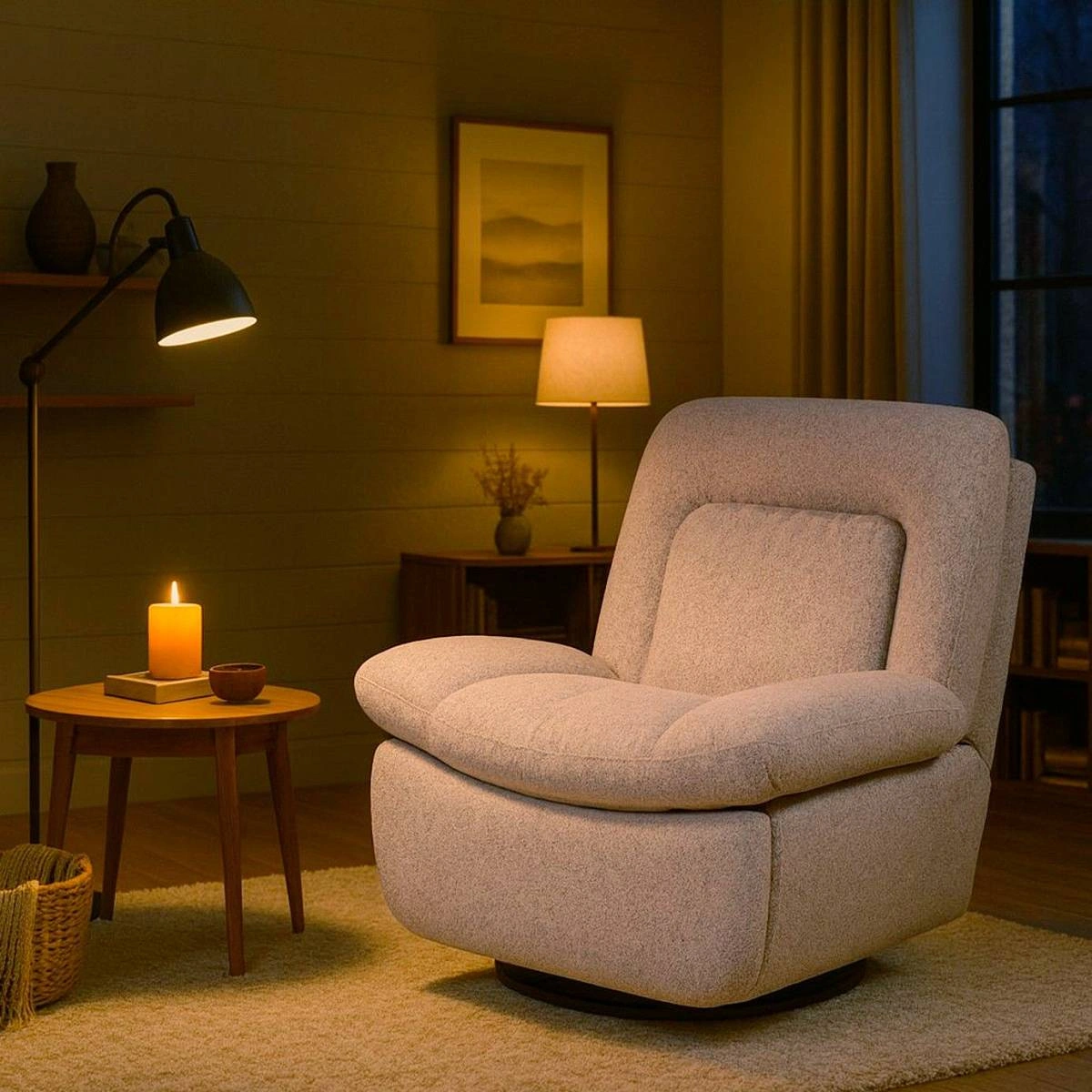 Кресло-глайдер Klim, микромех Rozy ivory изображение Кресло-глайдер Klim, микромех Rozy ivory фото