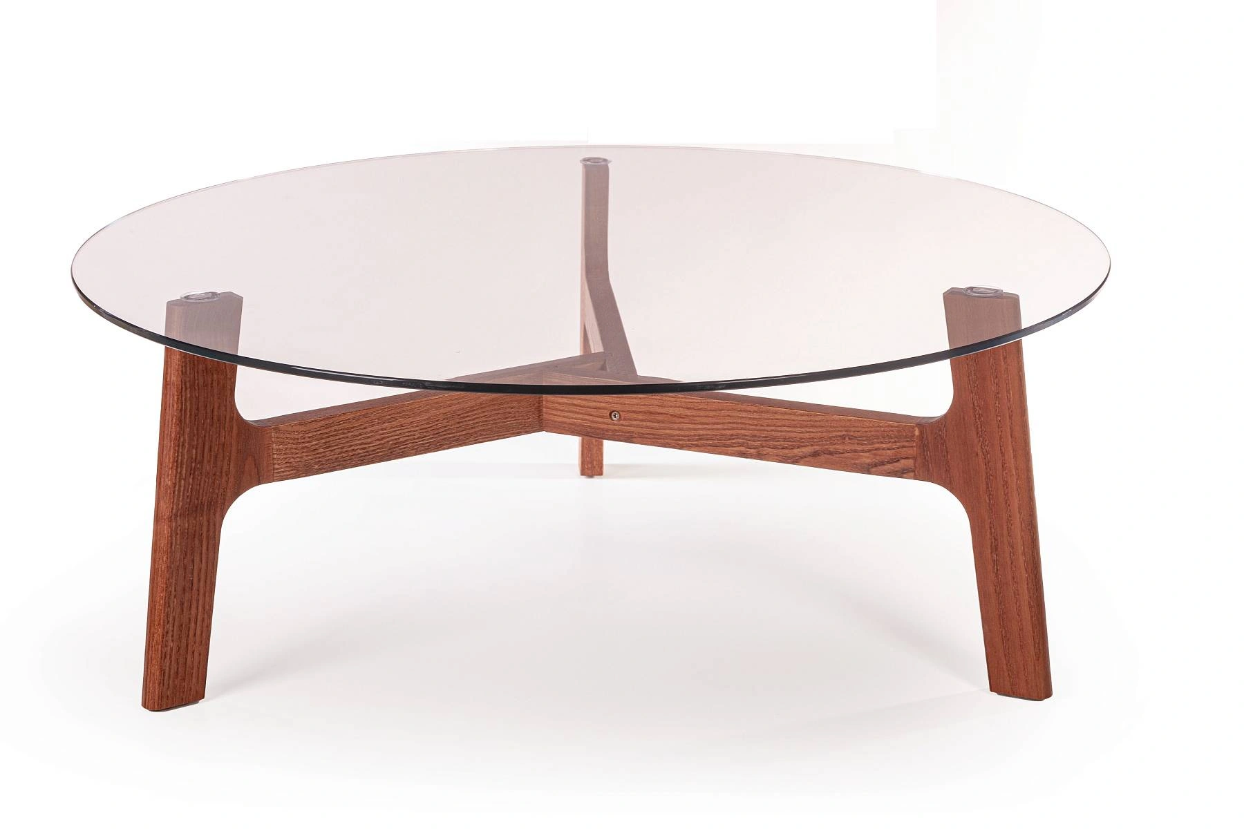 Журнальный столик Woddy D900 массив + стекло / опоры миндаль изображение Журнальный столик Woddy D900 массив + стекло / опоры миндаль фото