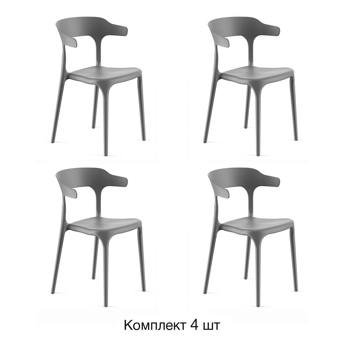 Стул Leo (RUS), комплект (4 шт), пластик серый изображение Стул Leo (RUS), комплект (4 шт), пластик серый фото