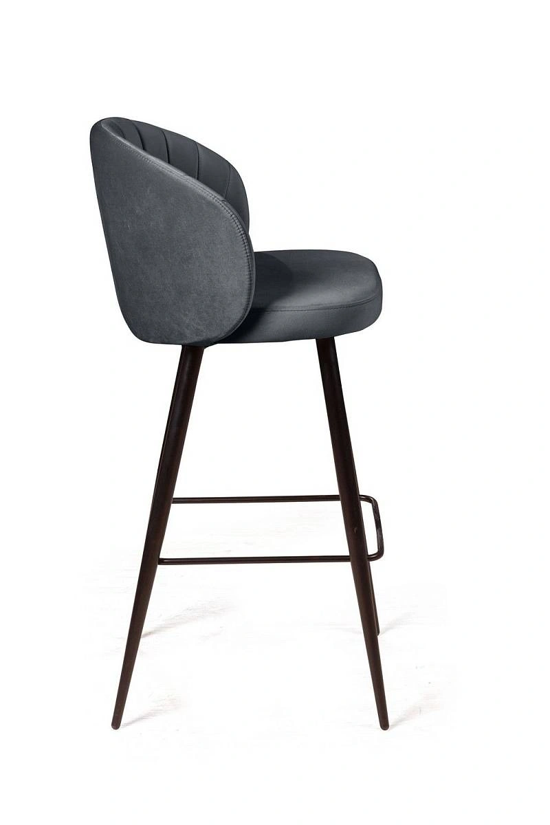 Стул барный Mont Blanc, бархат светло-серый 26 / черный конус изображение Стул барный Mont Blanc, бархат светло-серый 26 / черный конус фото