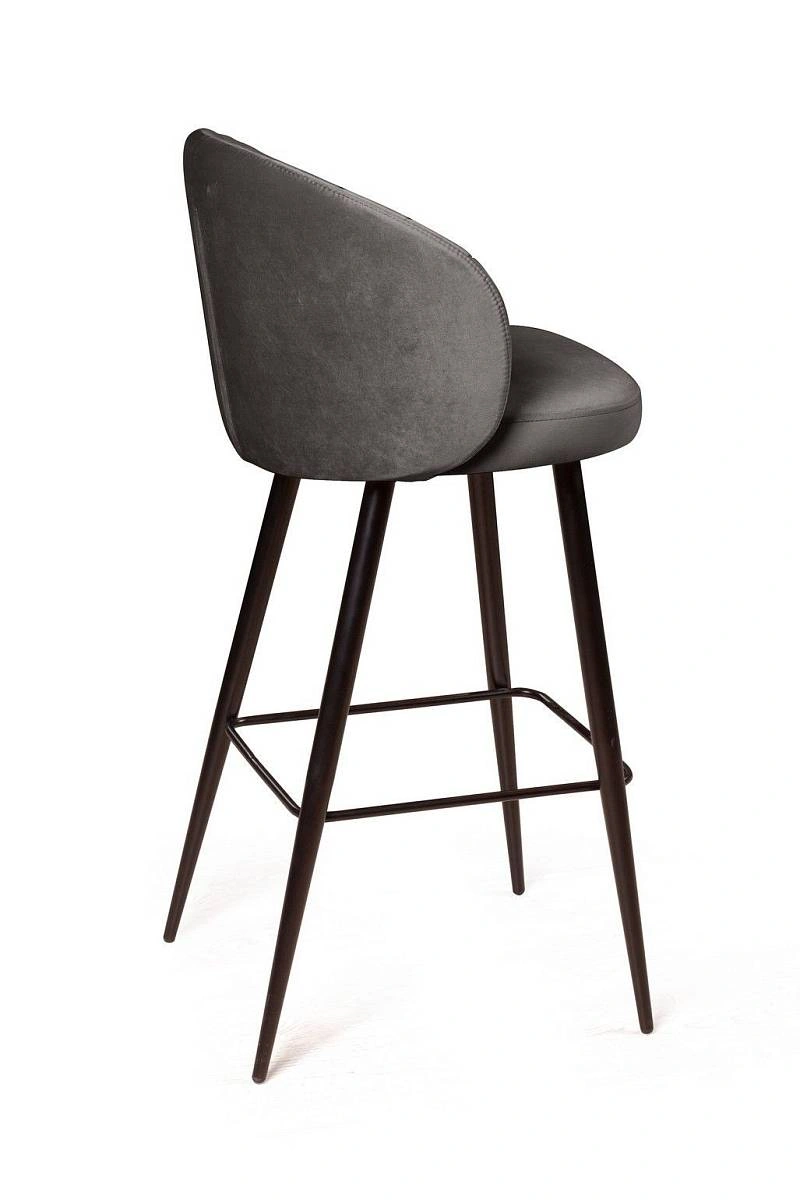 Стул барный Mont Blanc, бархат антрацит 14 / черный конус изображение Стул барный Mont Blanc, бархат антрацит 14 / черный конус фото