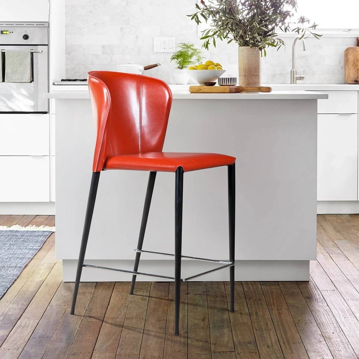 Стул полубарный Albert, кожа ретро-красный изображение Стул полубарный Albert, кожа ретро-красный фото