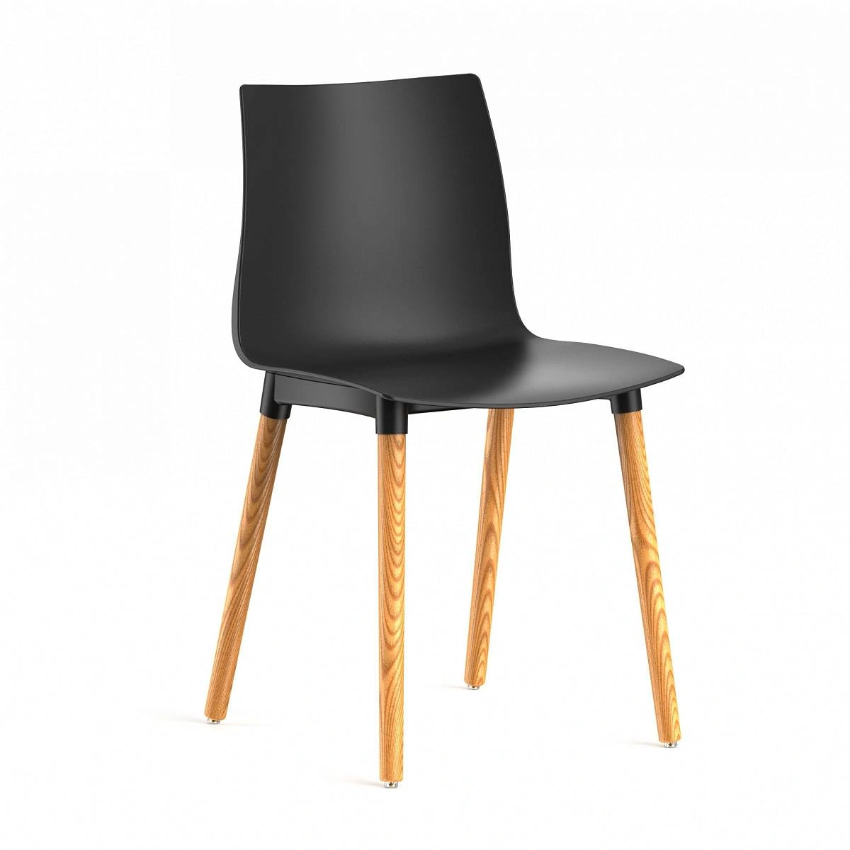 Стул Bras, (комплект 4 шт), пластик черный / опоры дерево фото