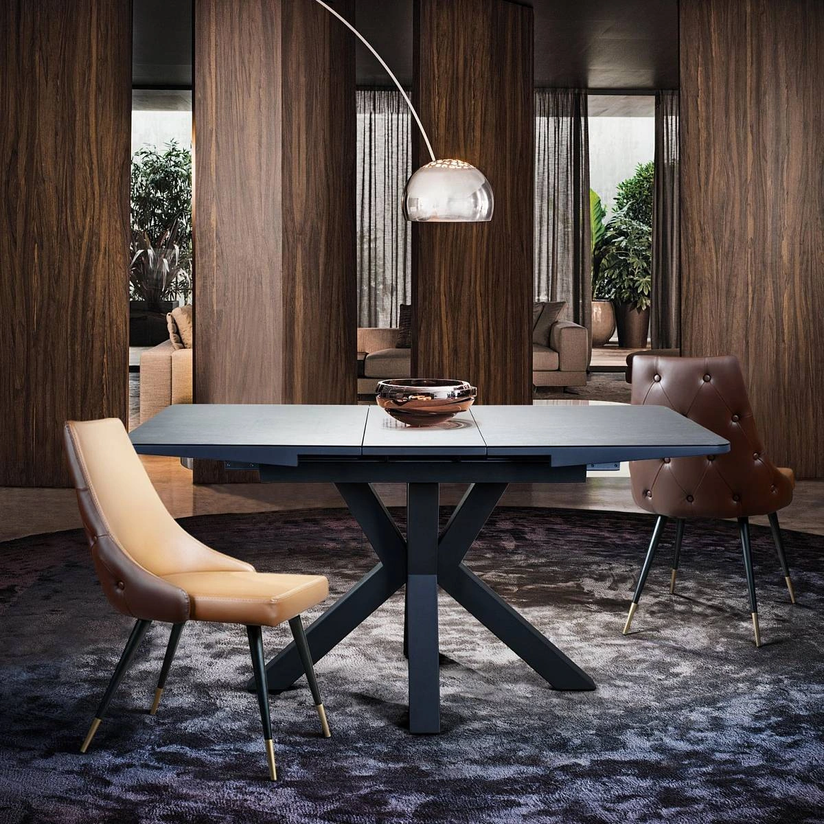 Стол раскладной Lincoln (120+30 см) глазурованное стекло черный изображение Стол раскладной Lincoln (120+30 см) глазурованное стекло черный фото