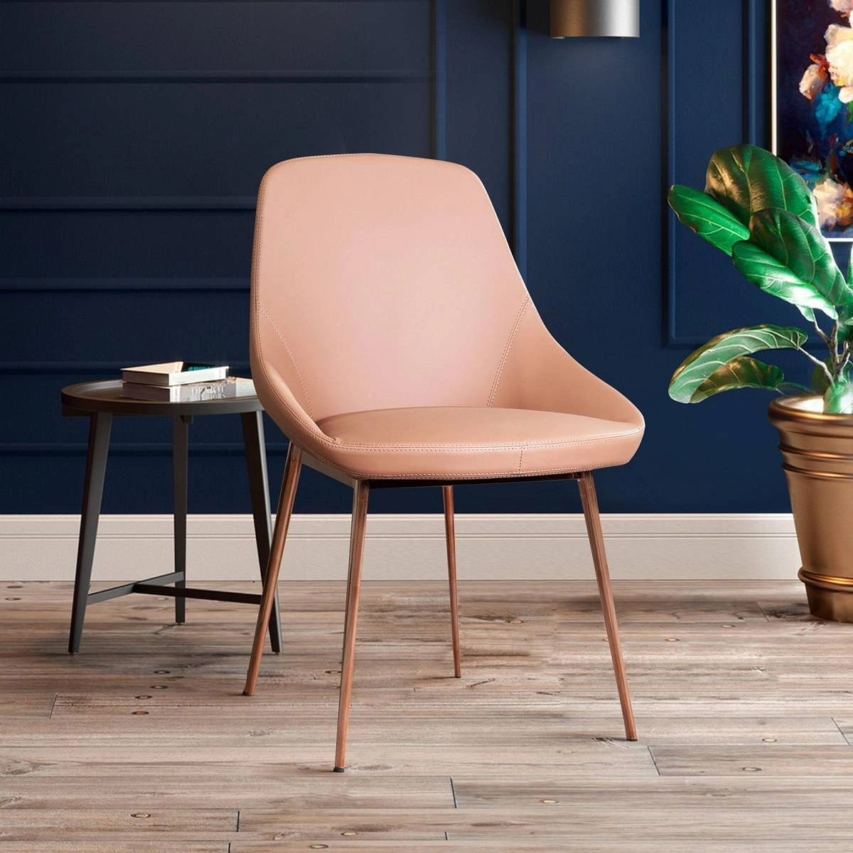 Стул Oscar, экокожа soft touch капучино, декор розовое золото изображение Стул Oscar, экокожа soft touch капучино, декор розовое золото фото