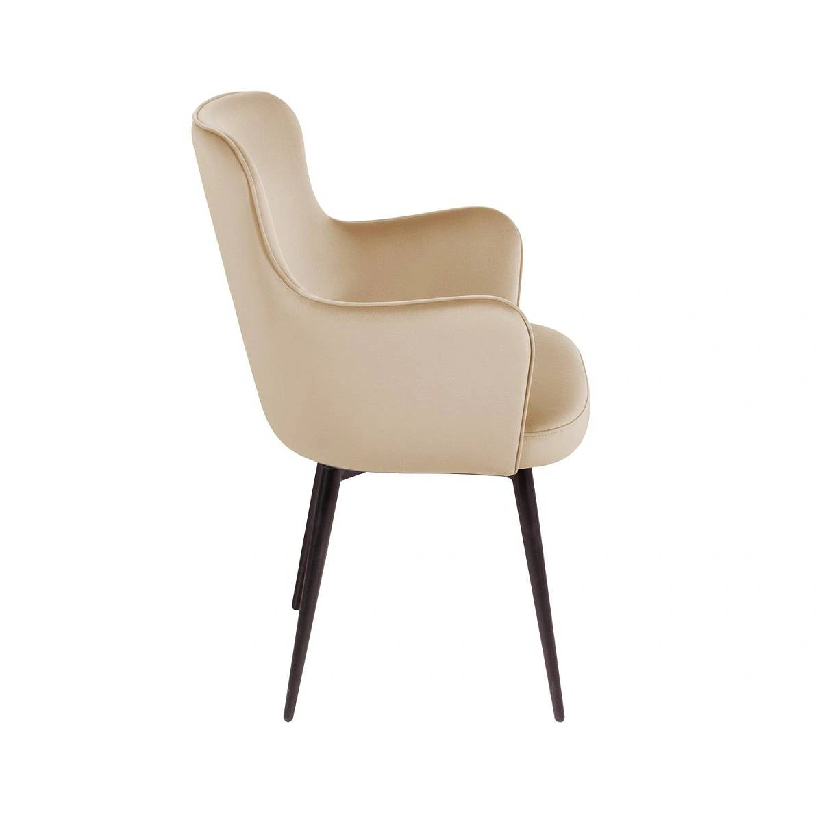 Стул c подлокотниками King, поворотный на 360 градусов, бархат бежевый 05 фото