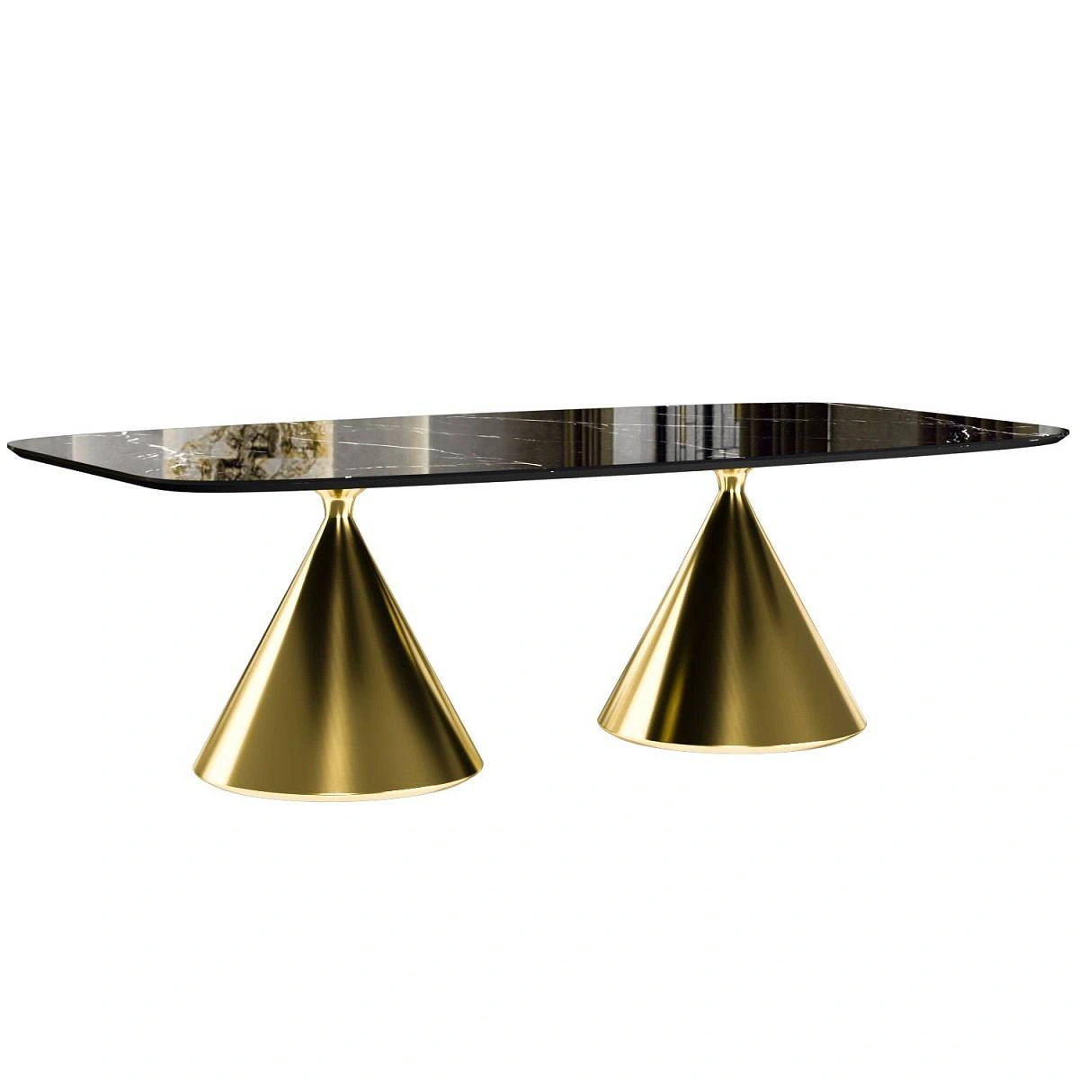 Стол овальный AXIS 230, керамика глянцевая, черная / опора золото изображение Стол овальный AXIS 230, керамика глянцевая, черная / опора золото фото
