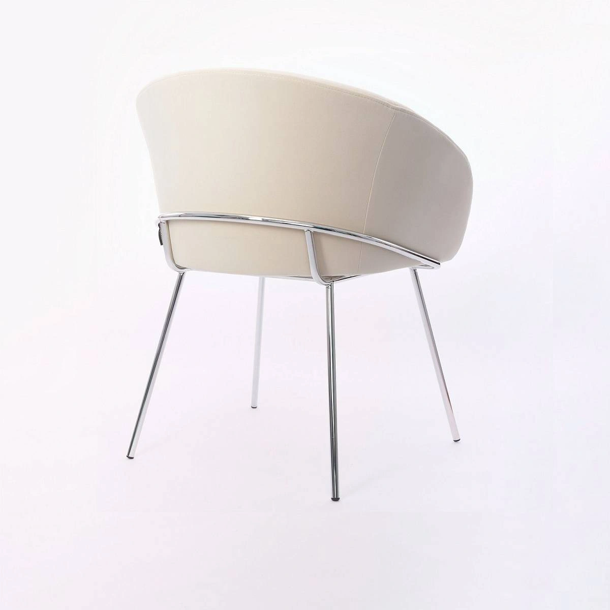 Стул с подлокотниками Tiffany, микровелюр бежевый, опоры хром изображение Стул с подлокотниками Tiffany, микровелюр бежевый, опоры хром фото