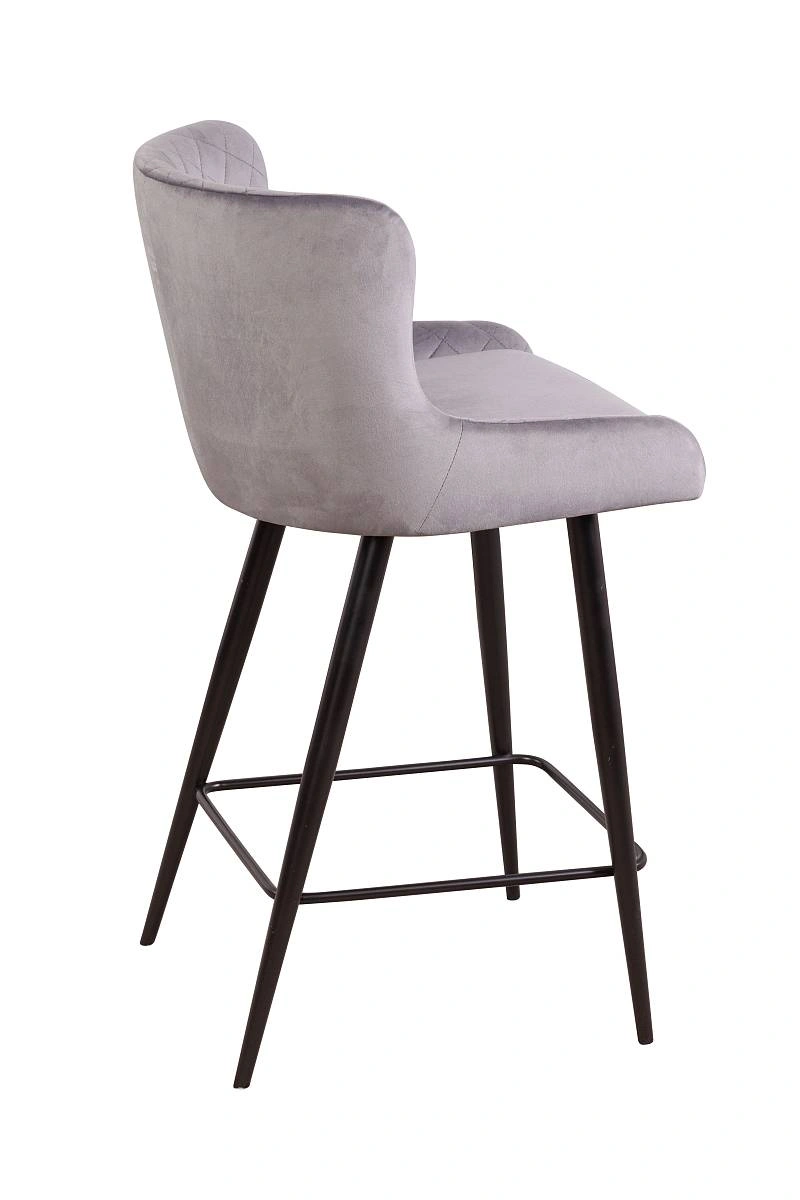 Стул полубарный JAZZ ромб, бархат серый 27/черный конус изображение Стул полубарный JAZZ ромб, бархат серый 27/черный конус фото