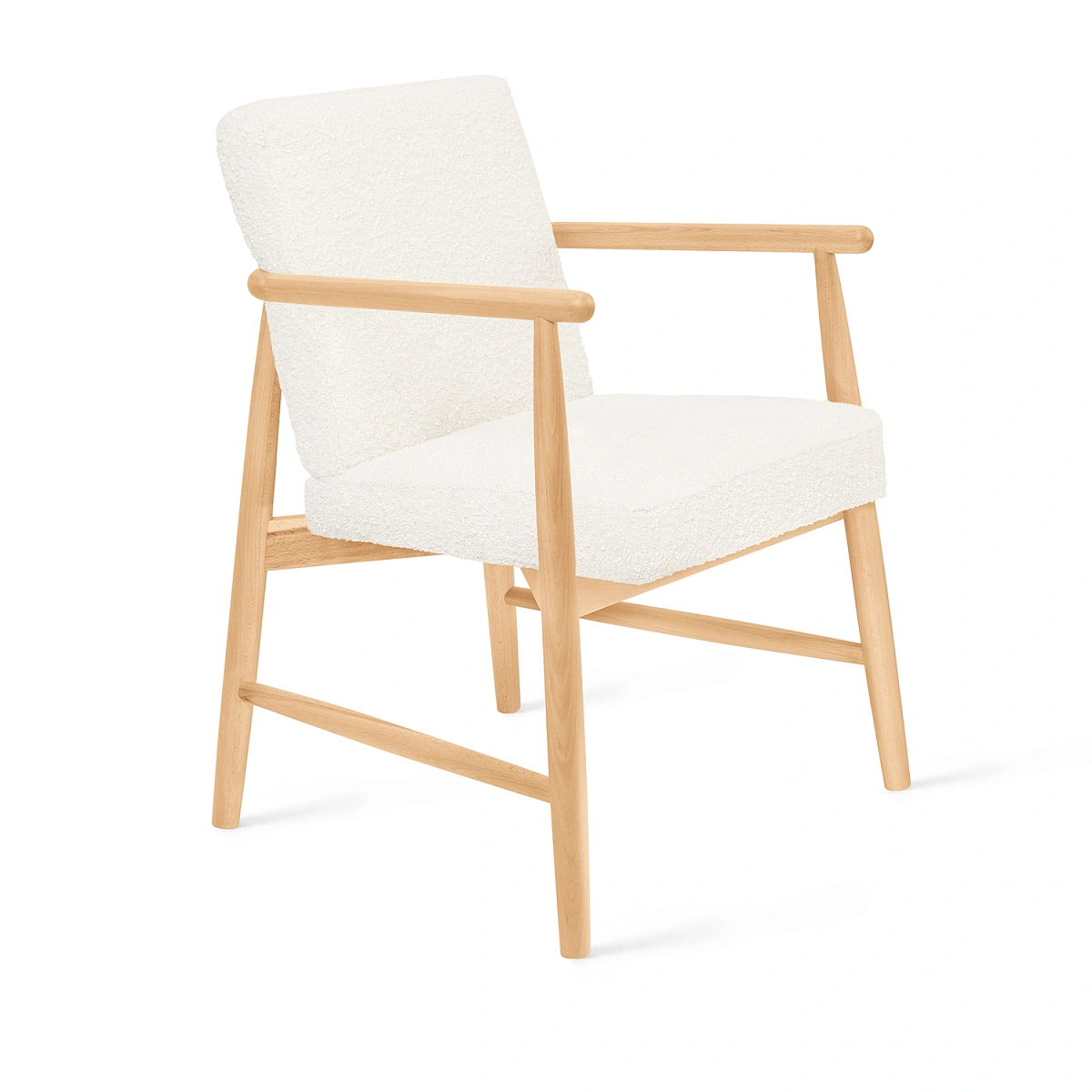 Полукресло Бион, бук лак натуральный, букле белый фото