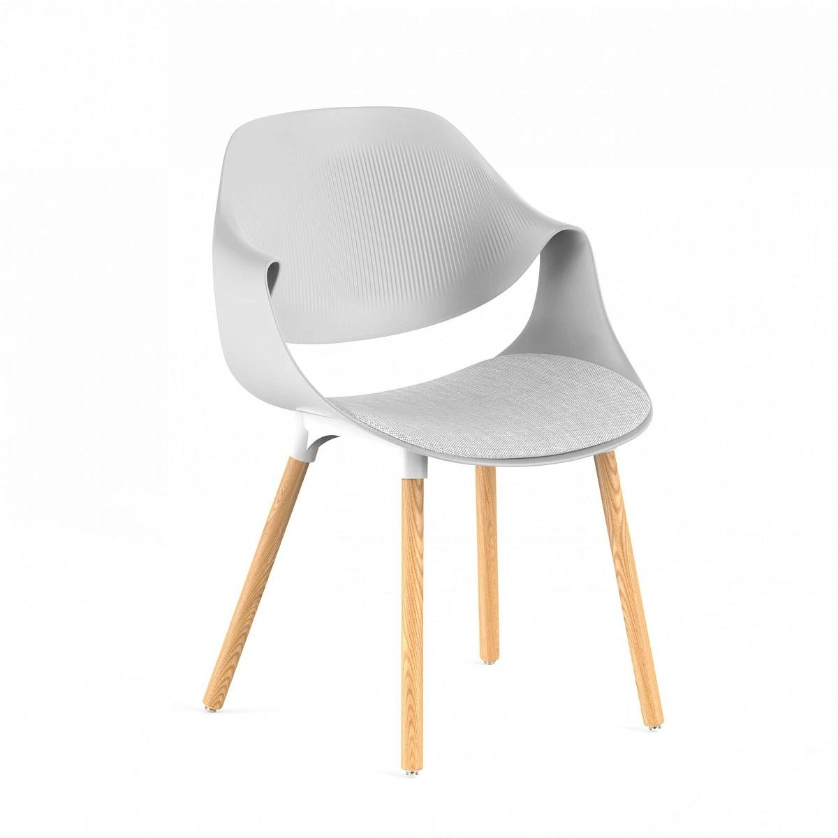 Стул Akella soft, (комплект 4 шт), пластик светло-серый / опоры дерево фото