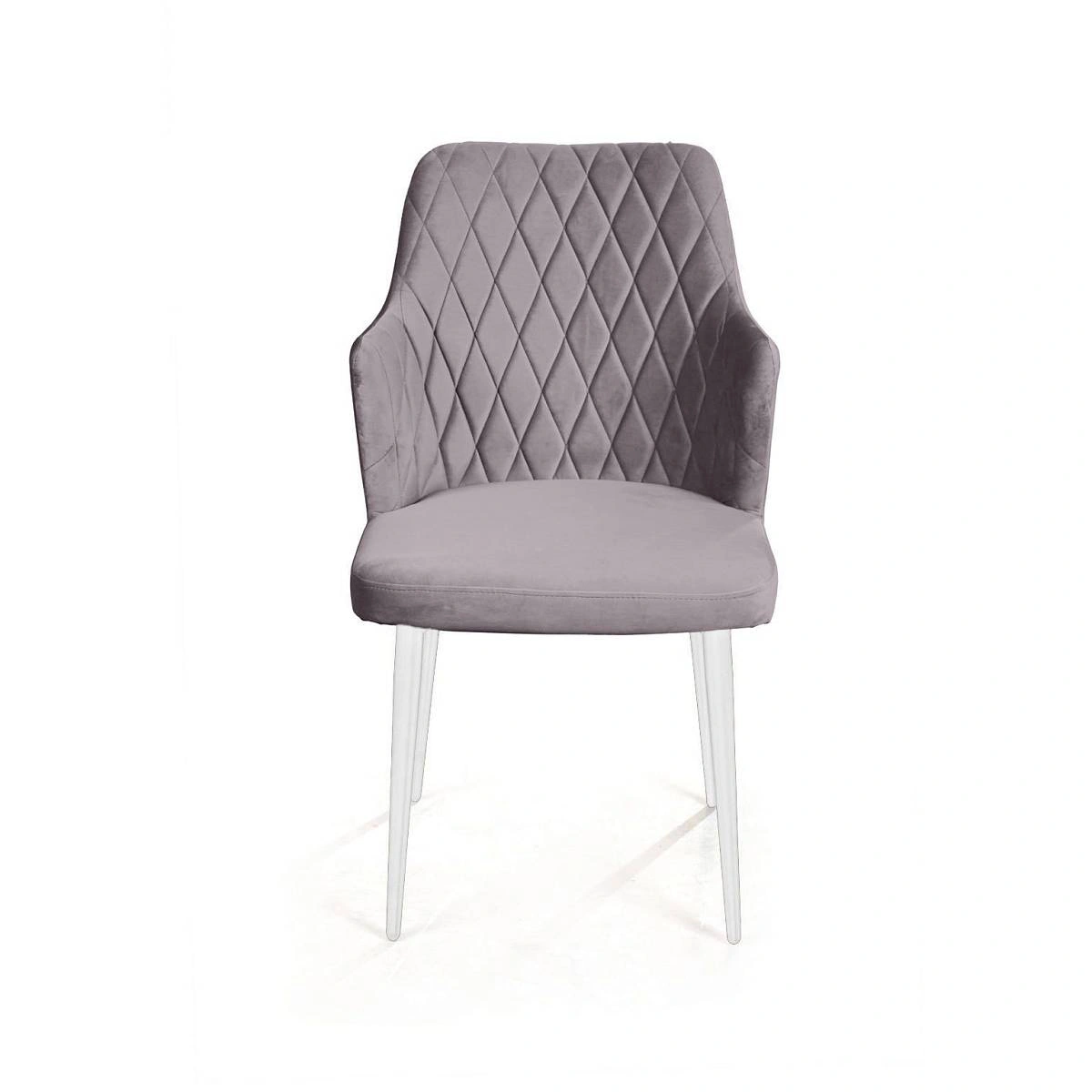 Стул с подлокотниками Hunt ромб, бархат светло-серый 26 / белый конус изображение Стул с подлокотниками Hunt ромб, бархат светло-серый 26 / белый конус фото