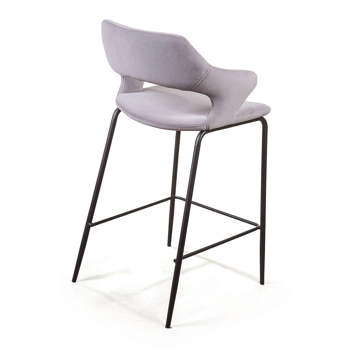 Стул полубарный Woddy, бархат серый изображение Стул полубарный Woddy, бархат серый фото