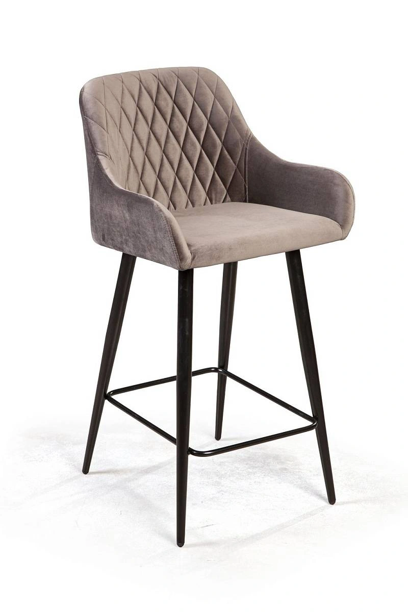 Стул полубарный Robert поворотный 360 градусов, бархат светло-серый 26 фото