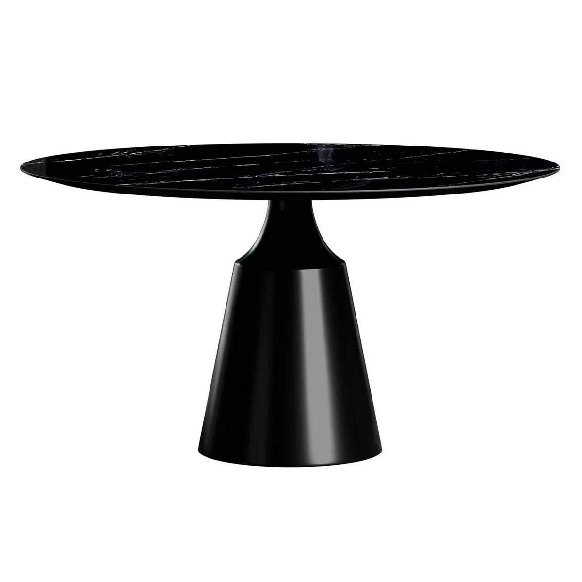 Стол круглый Lucas 120, керамика глянцевая, черная / опора черная изображение Стол круглый Lucas 120, керамика глянцевая, черная / опора черная фото