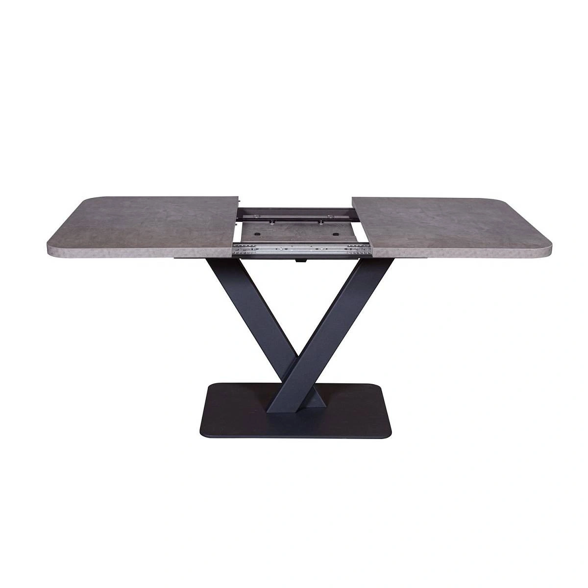 Стол Chester раздвижной (120+40) камень темный, опоры черные изображение Стол Chester раздвижной (120+40) камень темный, опоры черные фото