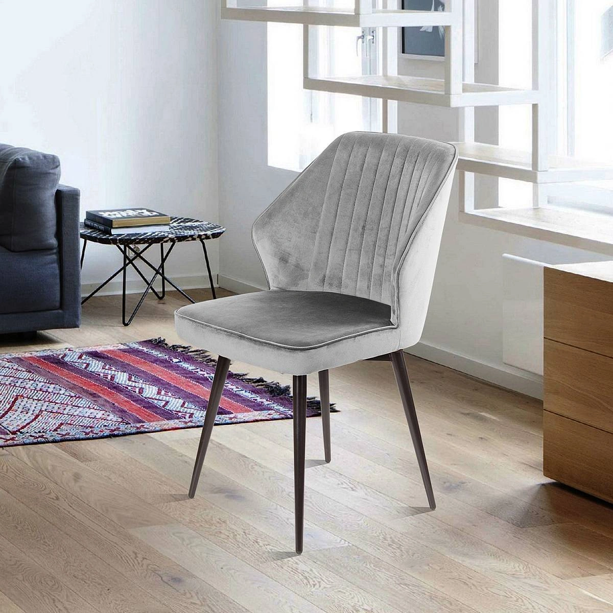 Стул Berg поворотный 360 градусов, комплект (2 шт), бархат светло-серый 26/ черный конус изображение Стул Berg поворотный 360 градусов, комплект (2 шт), бархат светло-серый 26/ черный конус фото