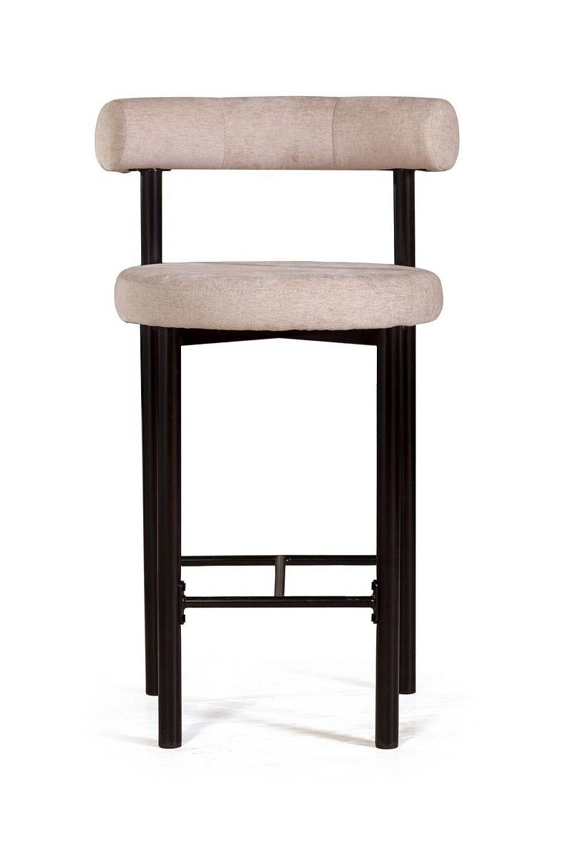 Стул полубарный Biggi, шенилл Puffy beige / опоры черные изображение Стул полубарный Biggi, шенилл Puffy beige / опоры черные фото